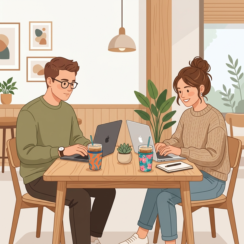 KOOLTI Founders working in a cafe